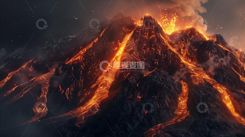 高清大图下载【趣麦麦图】火山爆发风景图
