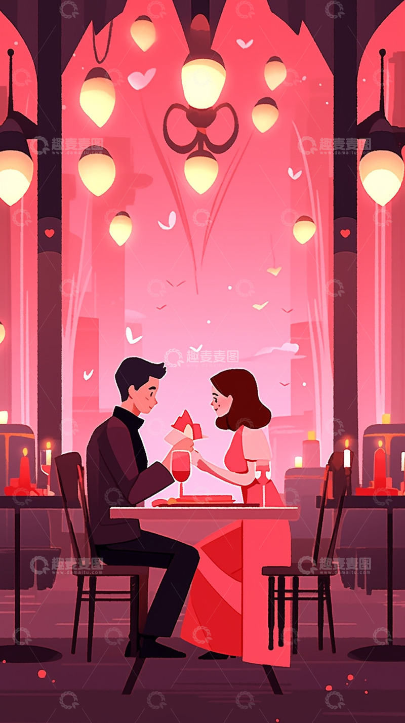 高清大图下载【趣麦麦图】情人节浪漫约会