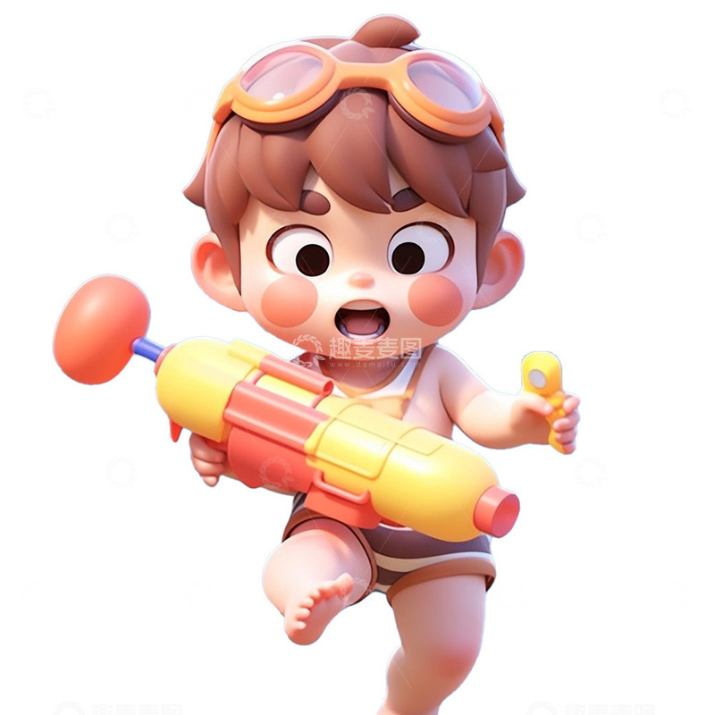 高清大图下载【趣麦麦图】清凉夏日男孩水枪