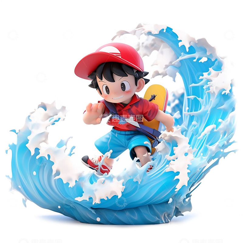 高清大图下载【趣麦麦图】海上冲浪的男孩