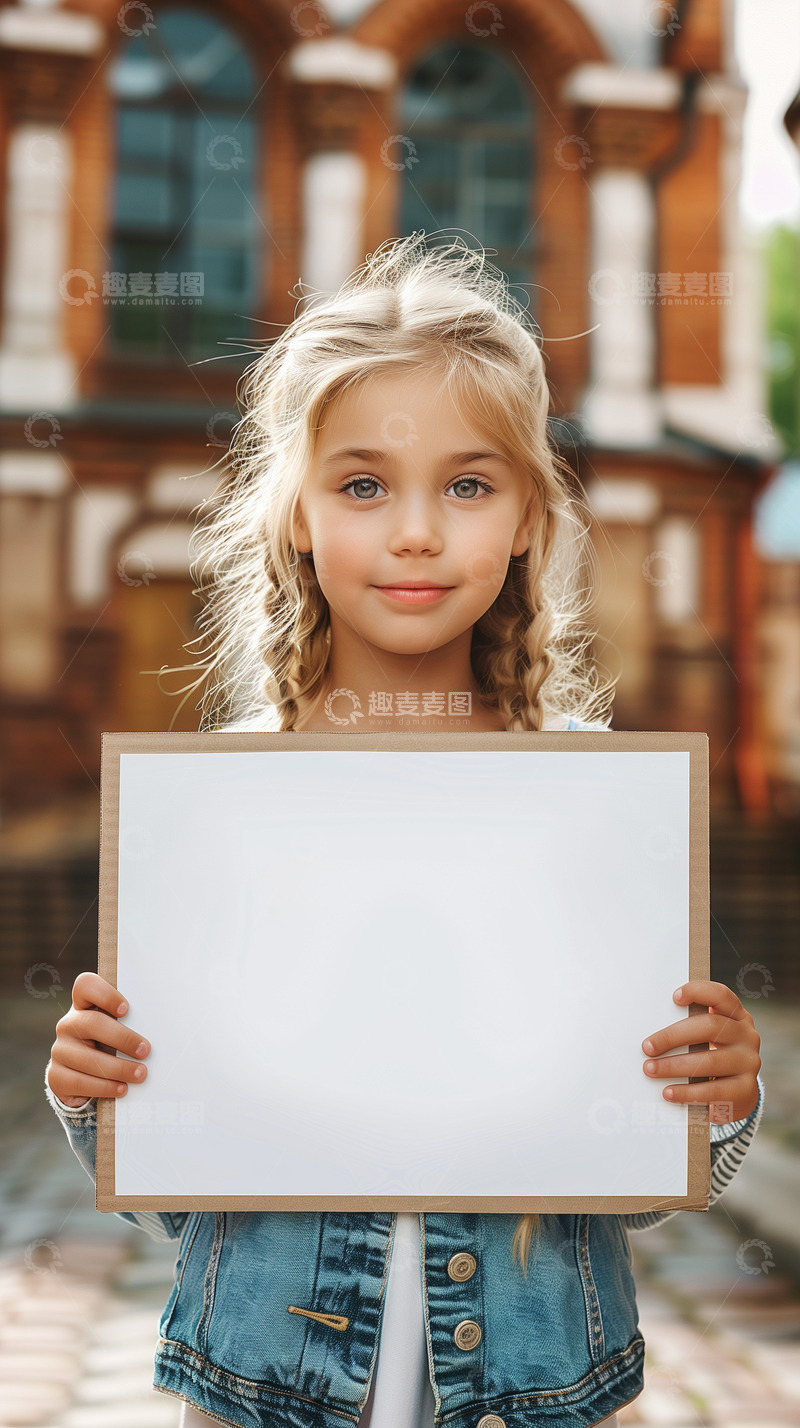 高清大图下载【趣麦麦图】可爱小女孩举着卡牌女人
