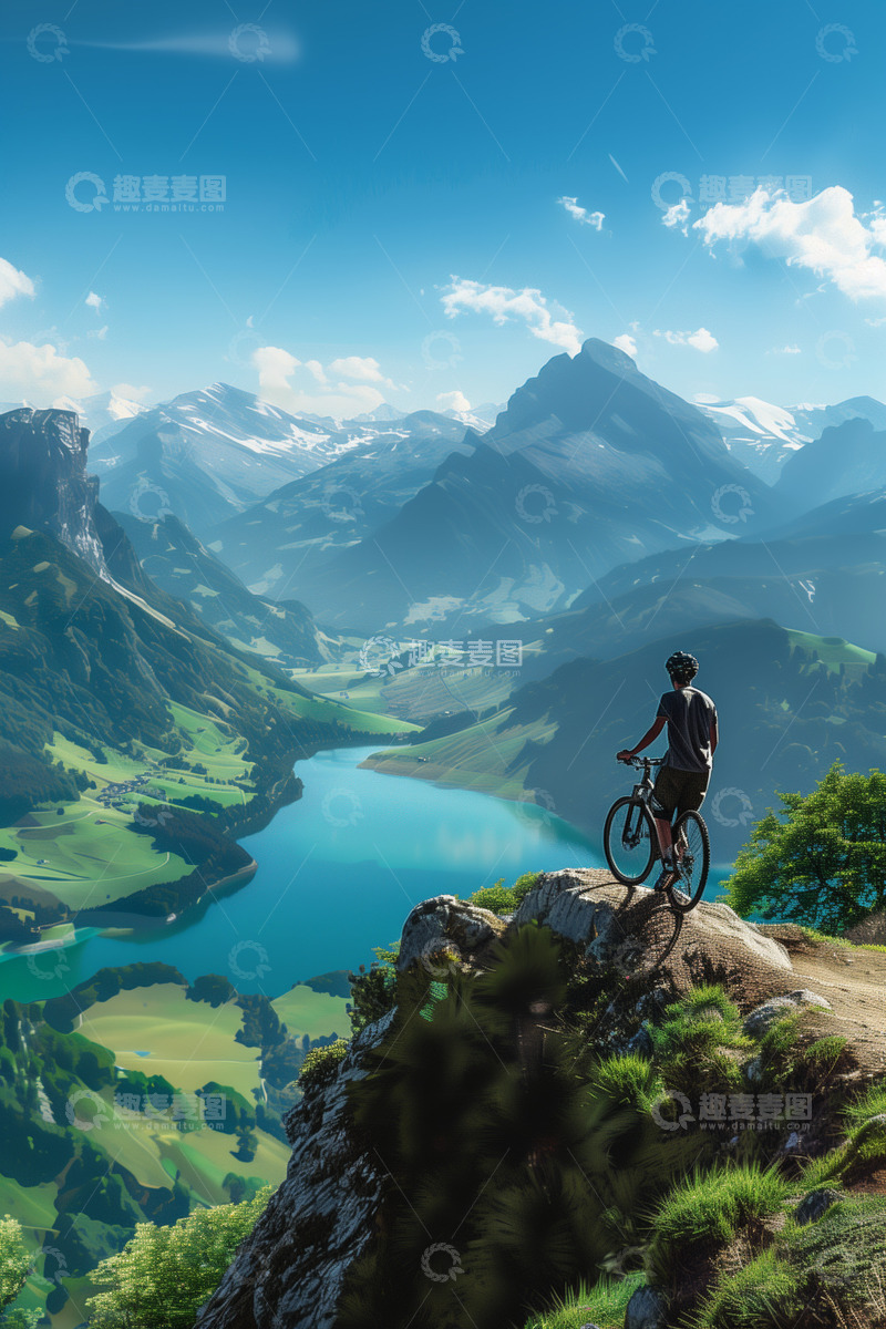 高清大图下载【趣麦麦图】登山爬山骑车旅游