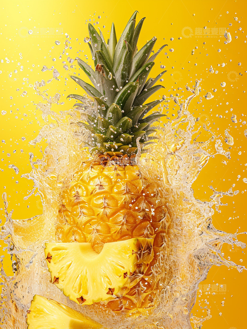 高清大图下载【趣麦麦图】黄色背景菠萝