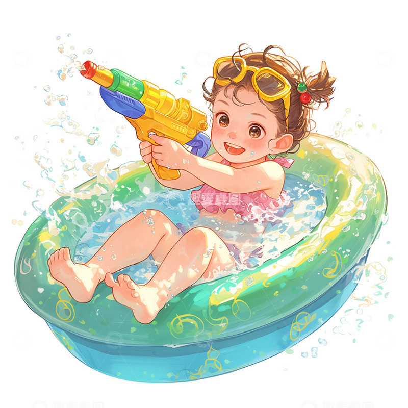 高清大图下载【趣麦麦图】夏日泳池女孩