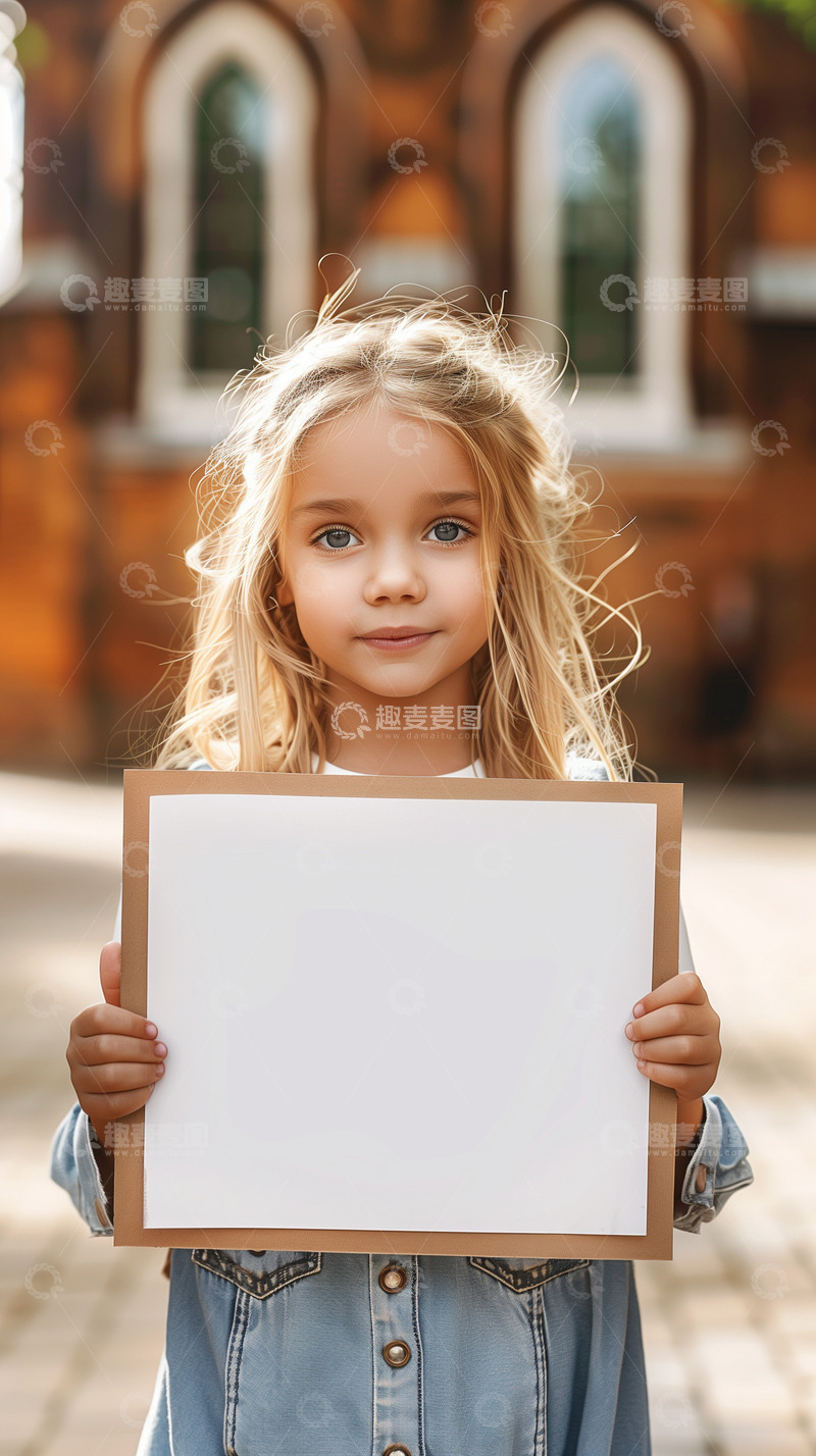 高清大图下载【趣麦麦图】可爱女孩手持卡牌