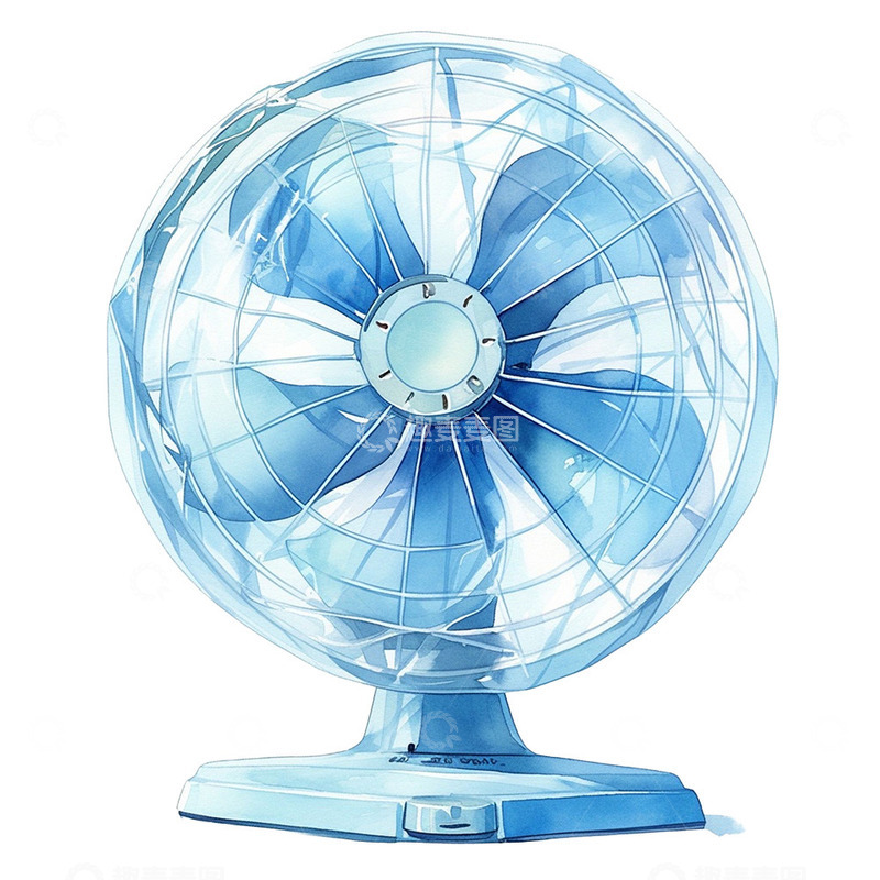 高清大图下载【趣麦麦图】蓝色清凉风扇