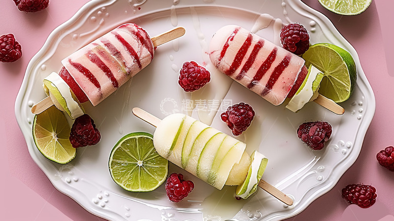 高清大图下载【趣麦麦图】草莓柠檬水果香甜雪糕冰棍美味