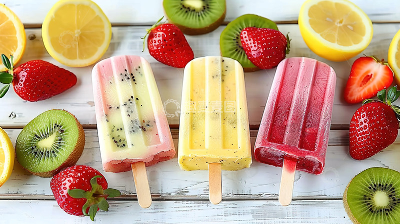 高清大图下载【趣麦麦图】夏日清新冰凉水果混搭香甜雪糕冰棍