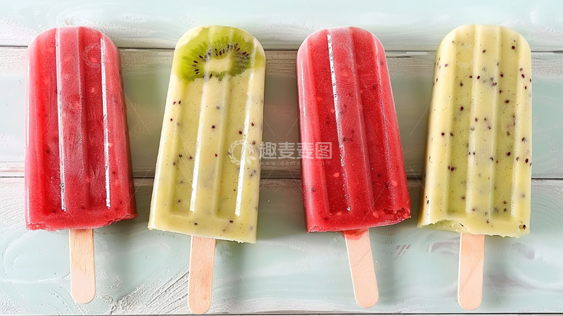 高清大图下载【趣麦麦图】红色绿色西瓜绿豆雪糕冰棍