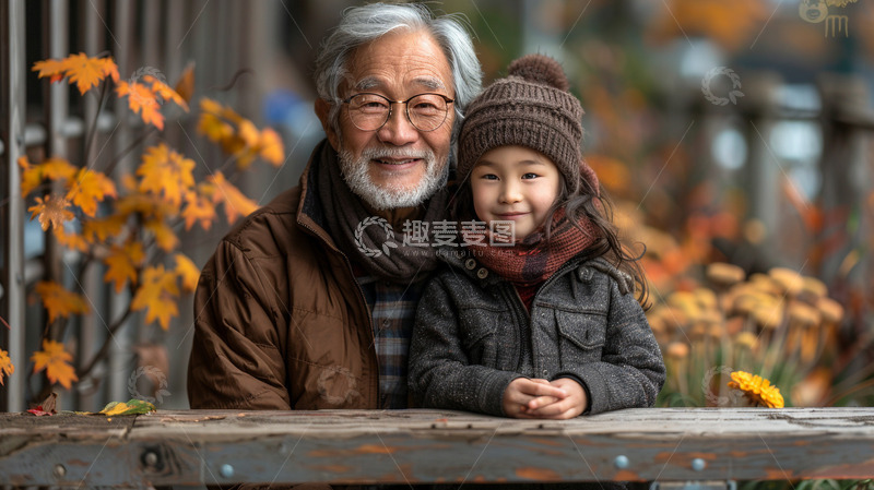 高清大图下载【趣麦麦图】爷爷和孙女的合照