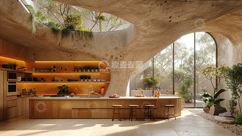 高清大图下载【趣麦麦图】岩洞质感室内设计效果图