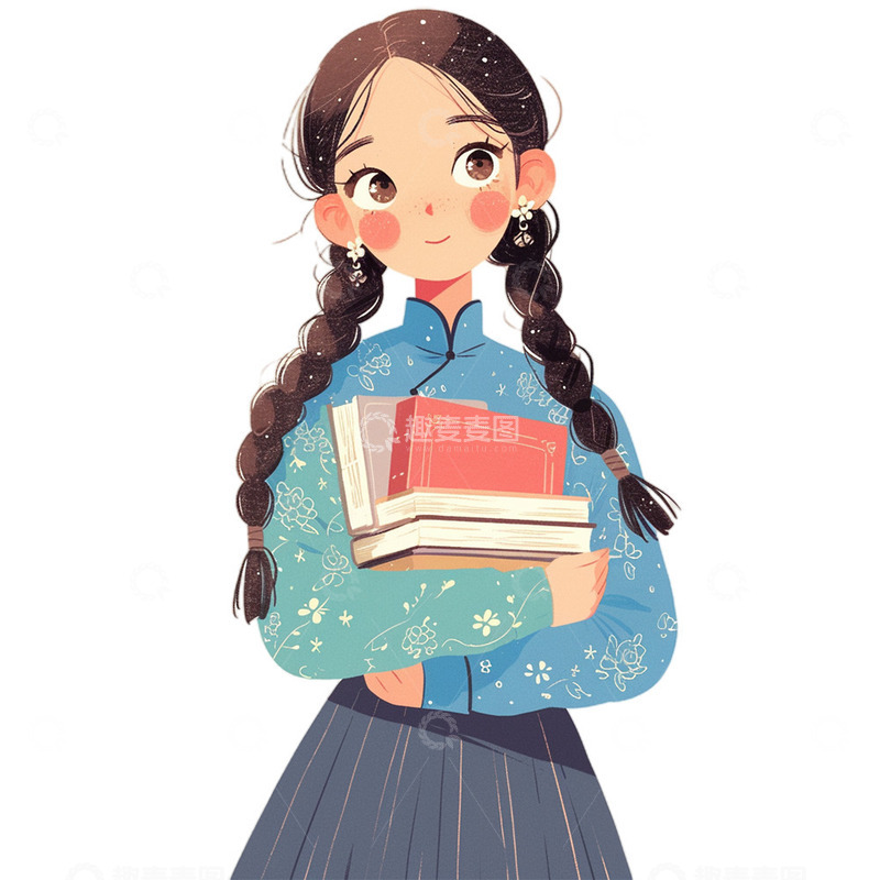 高清大图下载【趣麦麦图】扎马尾的民国女孩