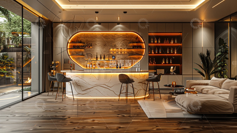 高清大图下载【趣麦麦图】酒店大厅酒吧设计效果图前台