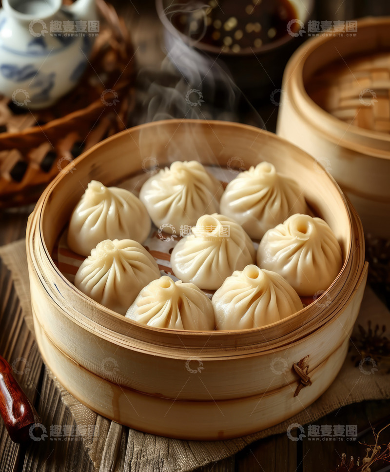 高清大图下载【趣麦麦图】一笼美味灌汤包