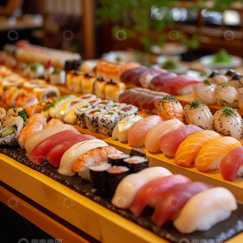高清大图下载【趣麦麦图】新鲜寿司三文鱼食物