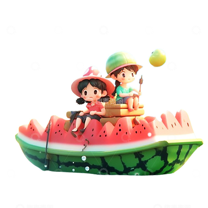 高清大图下载【趣麦麦图】西瓜上的小孩