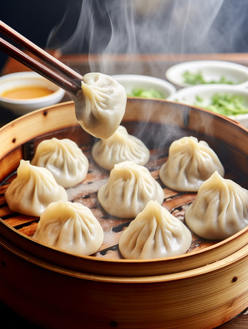 中华美食灌汤小笼包