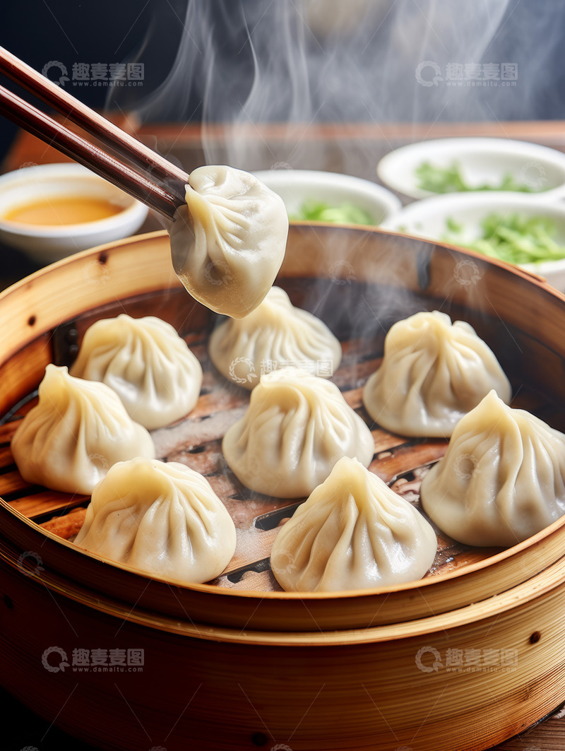 高清大图下载【趣麦麦图】中华美食灌汤小笼包