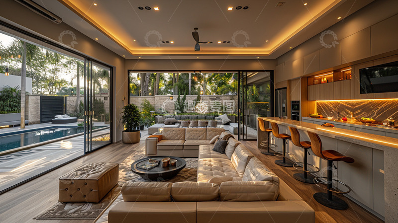 高清大图下载【趣麦麦图】别墅设计客厅效果图