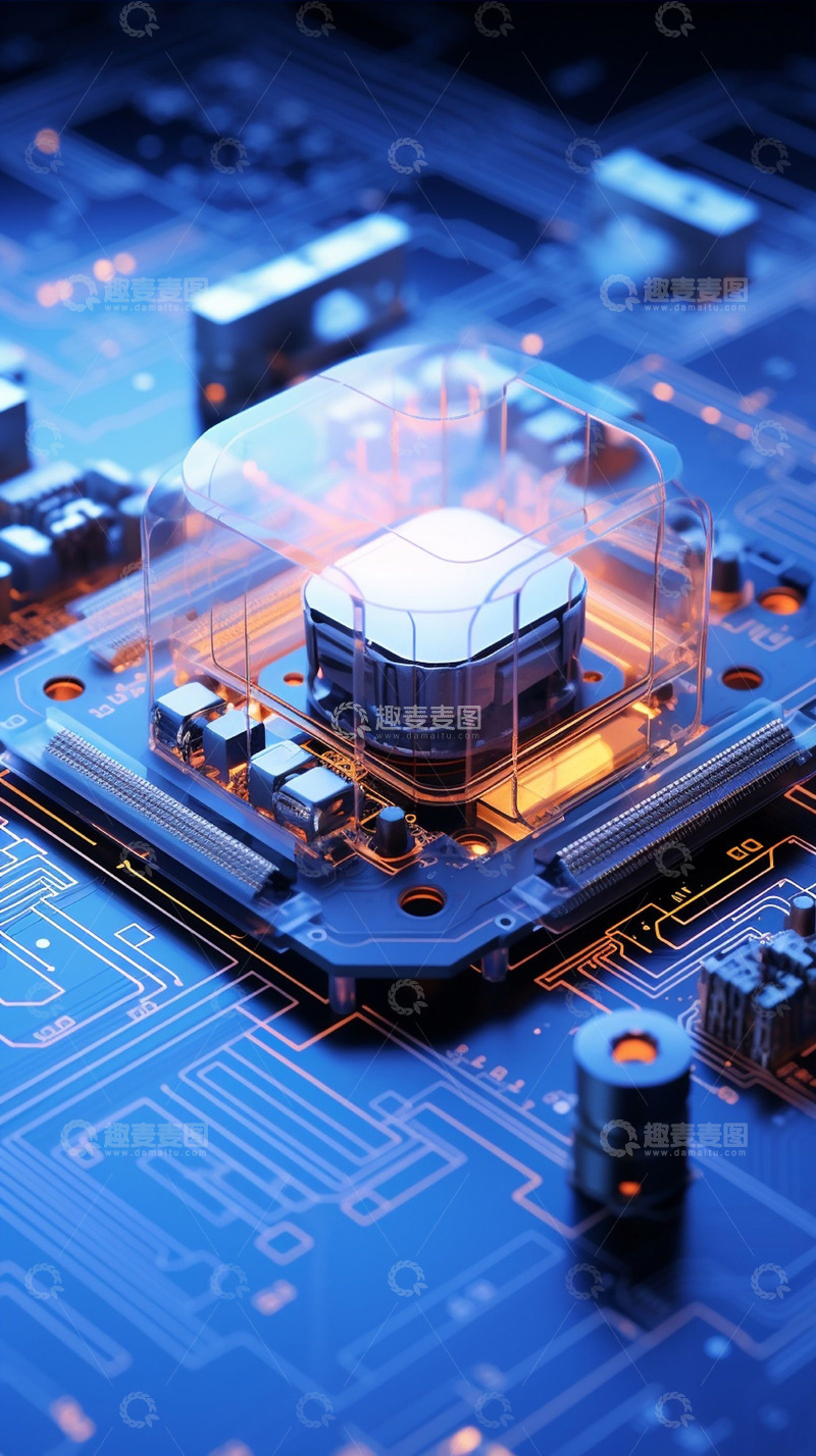 高清大图下载【趣麦麦图】科技感芯片蓝色背景