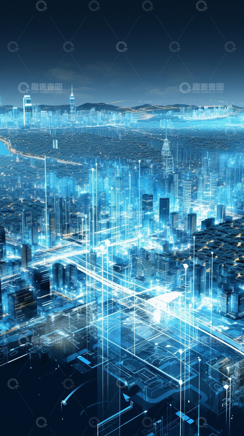 高清大图下载【趣麦麦图】蓝色光线建筑