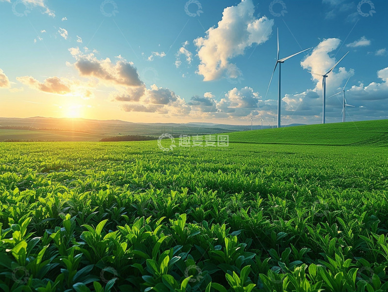 高清大图下载【趣麦麦图】草坪风力发电
