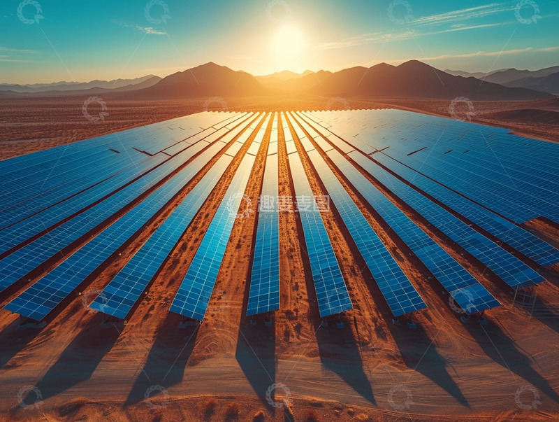 高清大图下载【趣麦麦图】阳光下太阳能发电