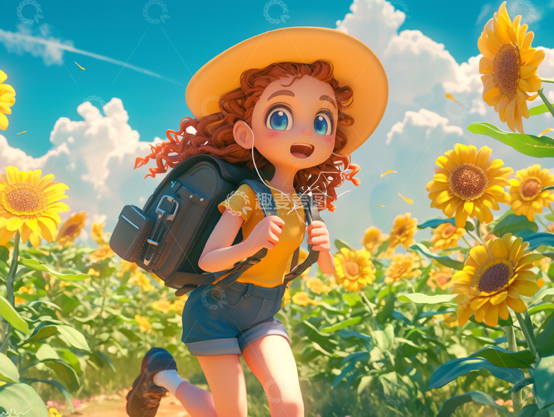 高清大图下载【趣麦麦图】夏日户外可爱女孩