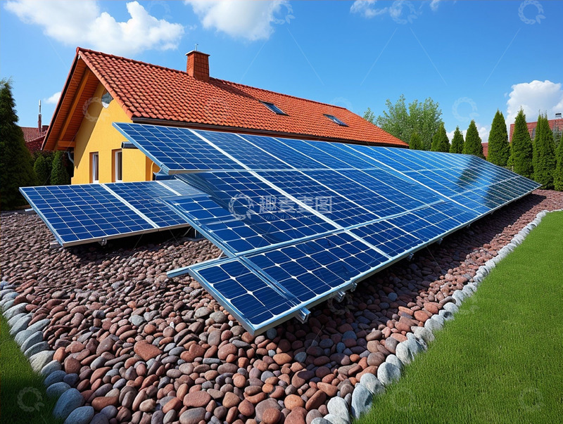 高清大图下载【趣麦麦图】房屋太阳能发电设备