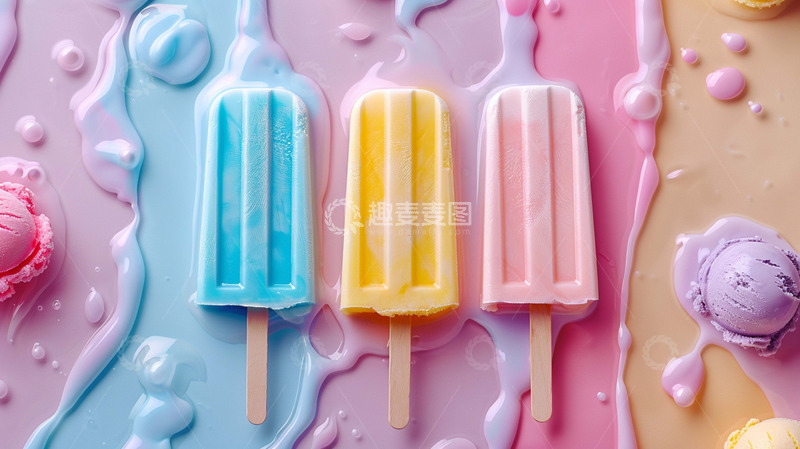 高清大图下载【趣麦麦图】五颜六色的冰棍