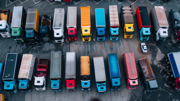 卡车停放在码头俯视图