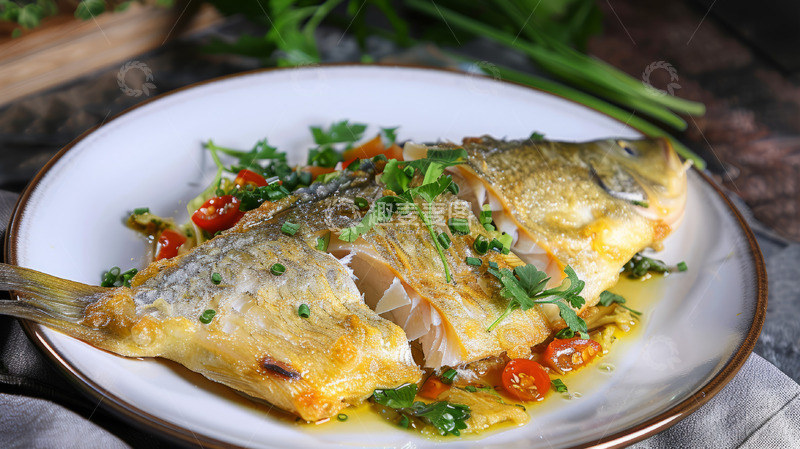 高清大图下载【趣麦麦图】煎黄花鱼摄影