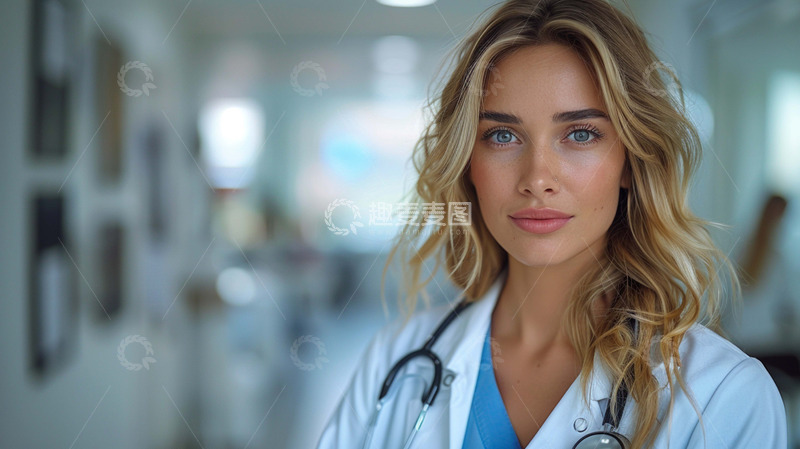 高清大图下载【趣麦麦图】欧洲女医生特写