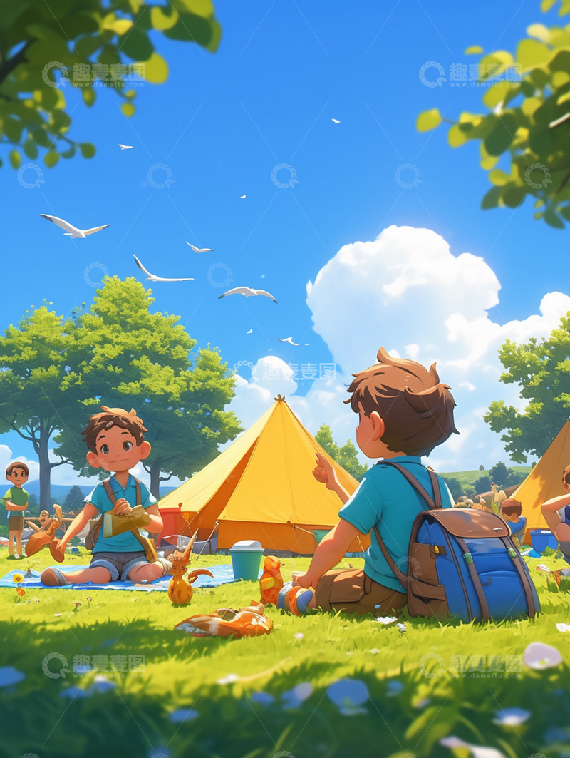 高清大图下载【趣麦麦图】夏令营户外场景