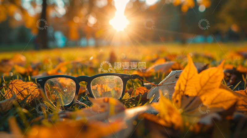 高清大图下载【趣麦麦图】草地上的眼镜