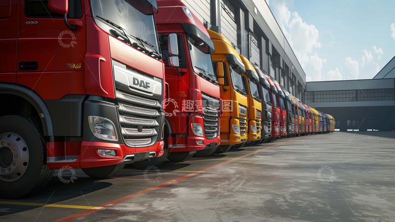 高清大图下载【趣麦麦图】码头的大卡车