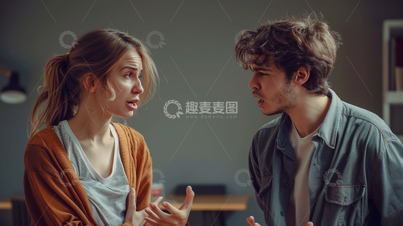 高清大图下载【趣麦麦图】情侣争吵照片