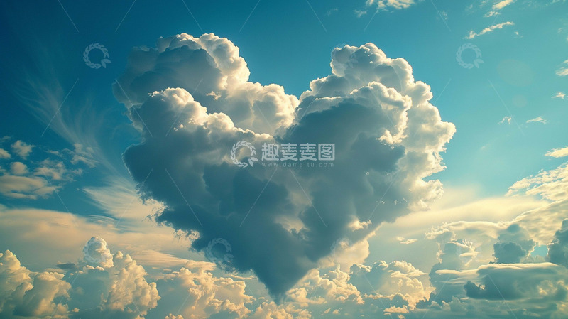 高清大图下载【趣麦麦图】天空中爱心状的云朵
