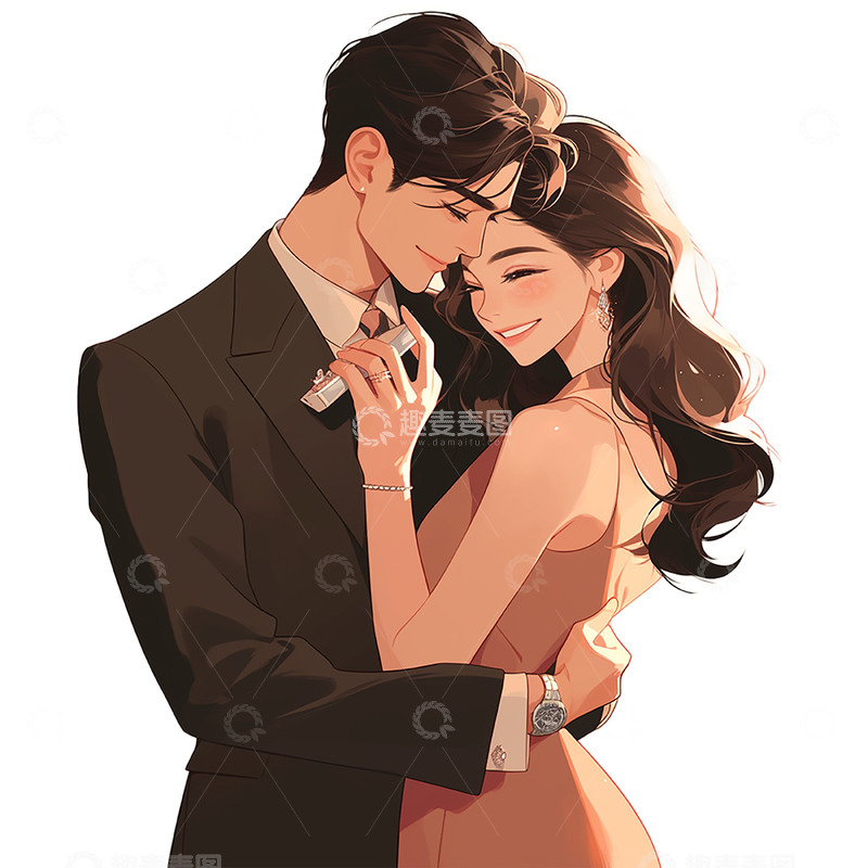 高清大图下载【趣麦麦图】浪漫相拥情侣人物