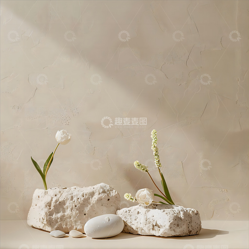 高清大图下载【趣麦麦图】特写镜头下的岩石和干花