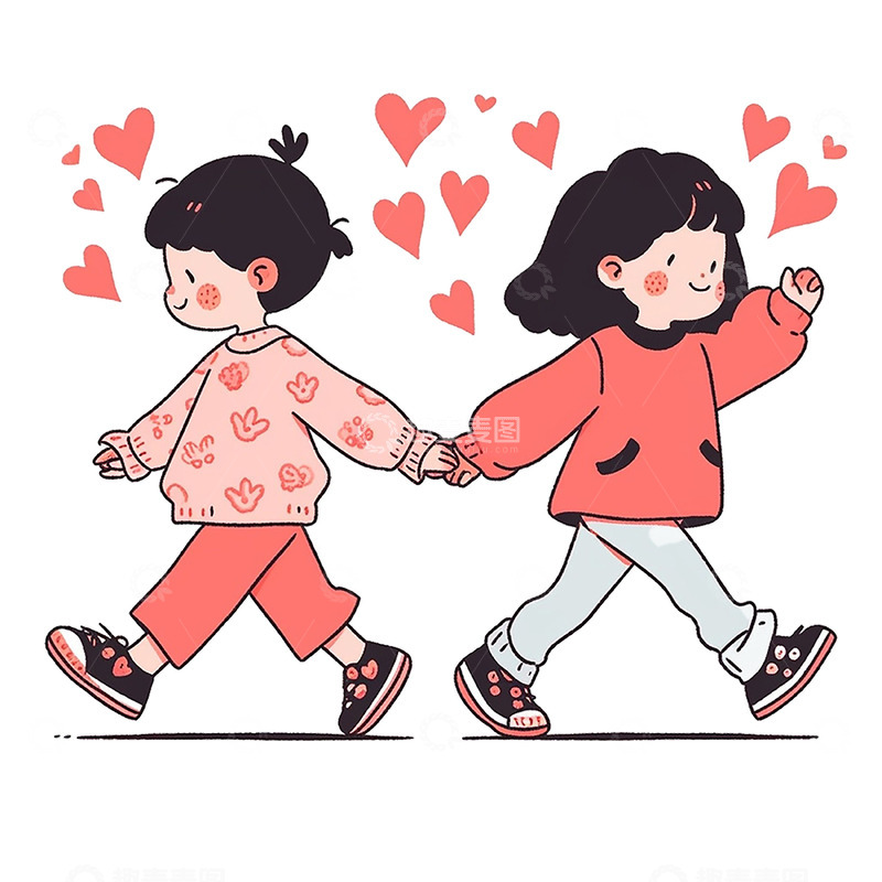 高清大图下载【趣麦麦图】手拉手的情侣人物