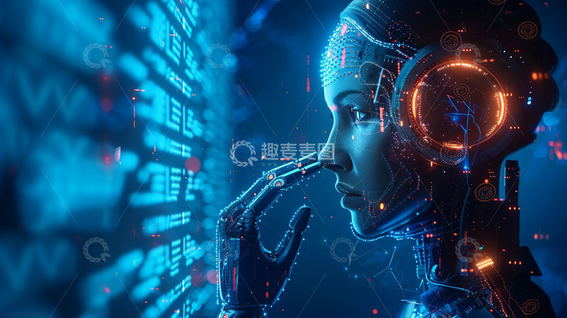 高清大图下载【趣麦麦图】智能机器人在触摸自己的鼻子