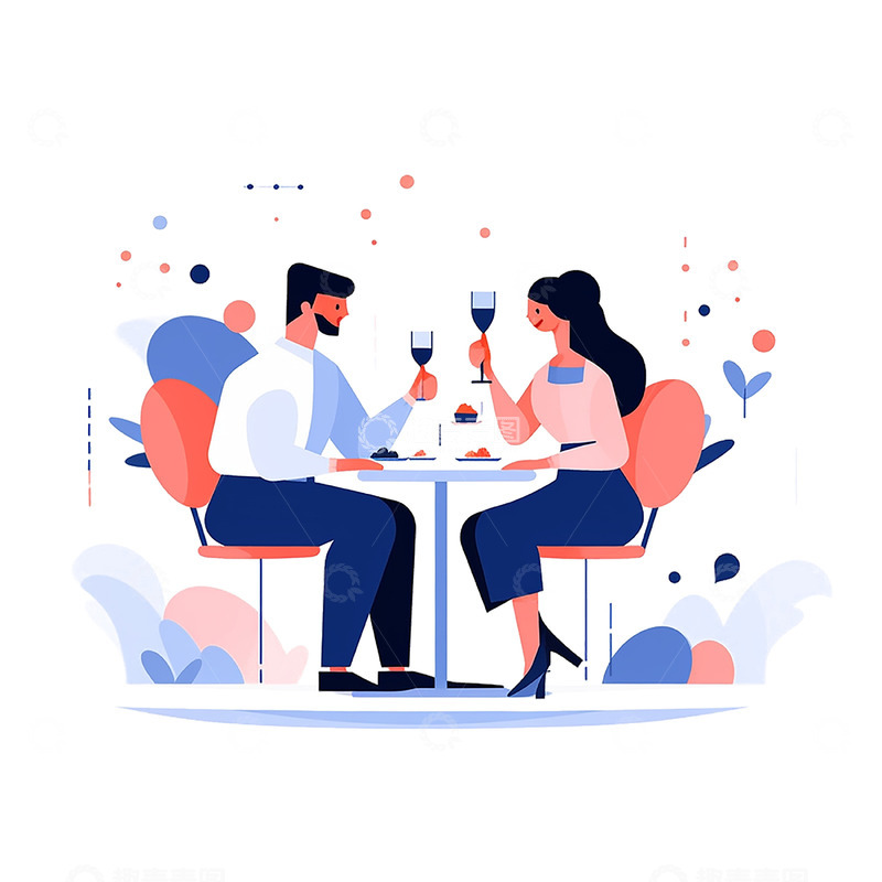 高清大图下载【趣麦麦图】餐厅浪漫约会情侣