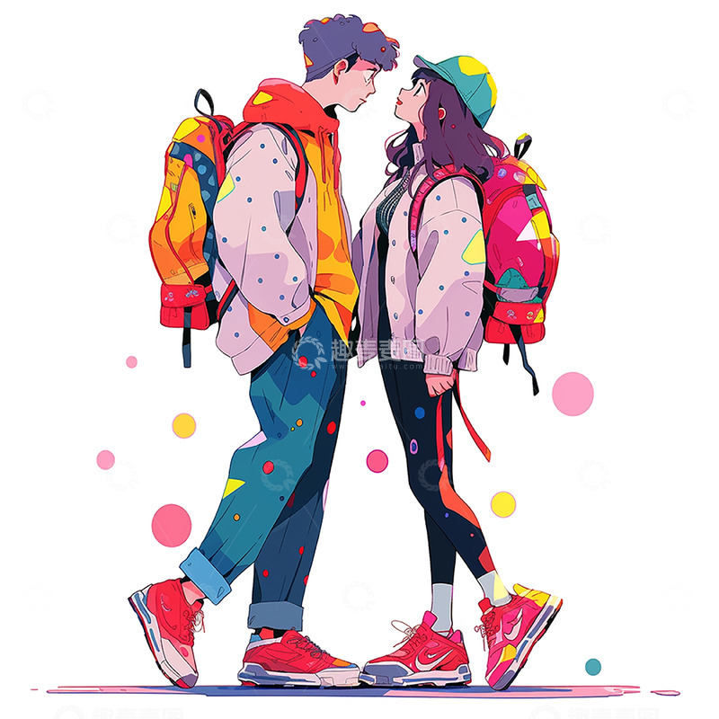 高清大图下载【趣麦麦图】穿情侣装的青年人物
