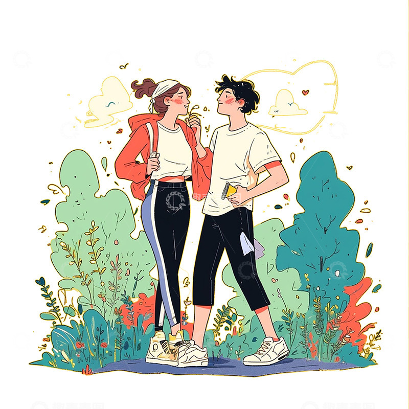 高清大图下载【趣麦麦图】跑步约会情侣