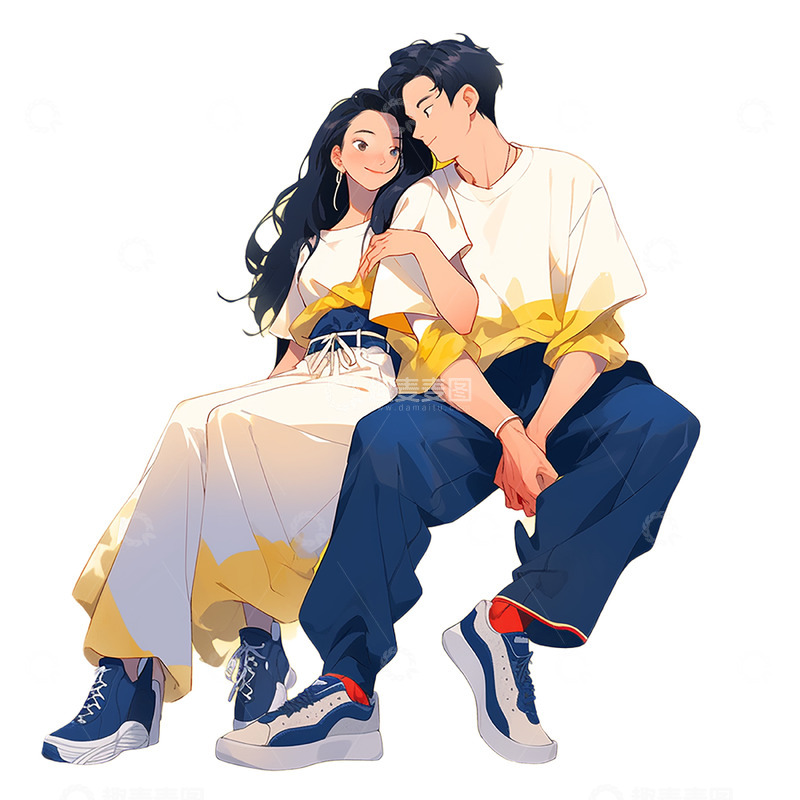 高清大图下载【趣麦麦图】坐在一起的情侣人物