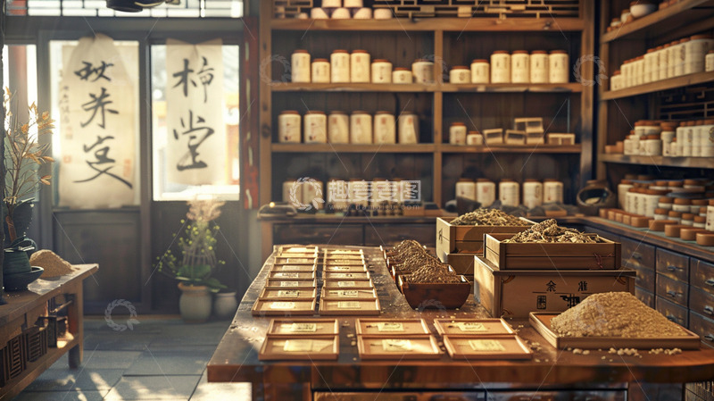 草药堂中药摄影图