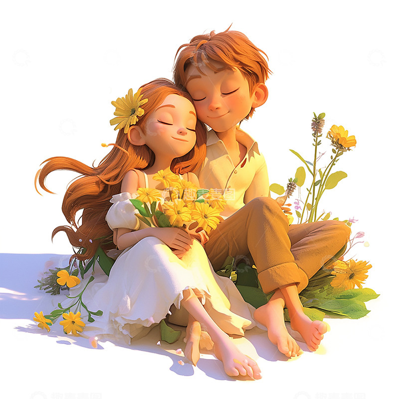 高清大图下载【趣麦麦图】阳光下靠在一起的情侣