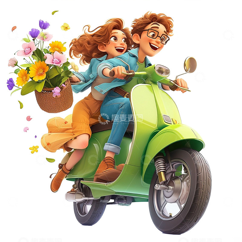 高清大图下载【趣麦麦图】鲜花浪漫约会人物