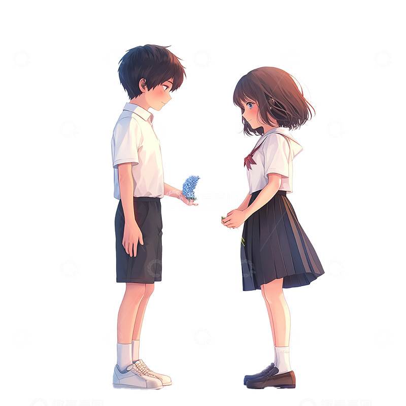 高清大图下载【趣麦麦图】情人节送礼物的青涩人物